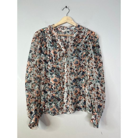 NEW Ulla Johnson Astrid Floral Lurex V-Neck Multicolor Blouse Top - Picture 2 of 7